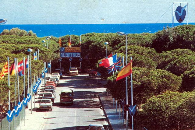 Imatge del carrer de Francesc Camb, entrada al càmping Albatros de Gav Mar (anys 80)